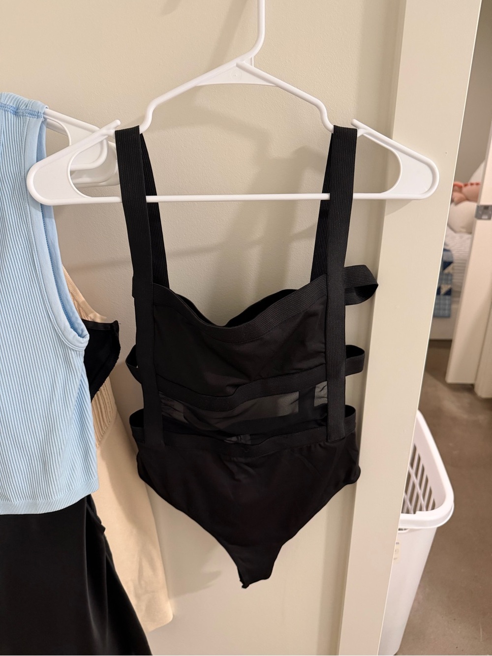 Black Strappy One-Piece Swimsuit